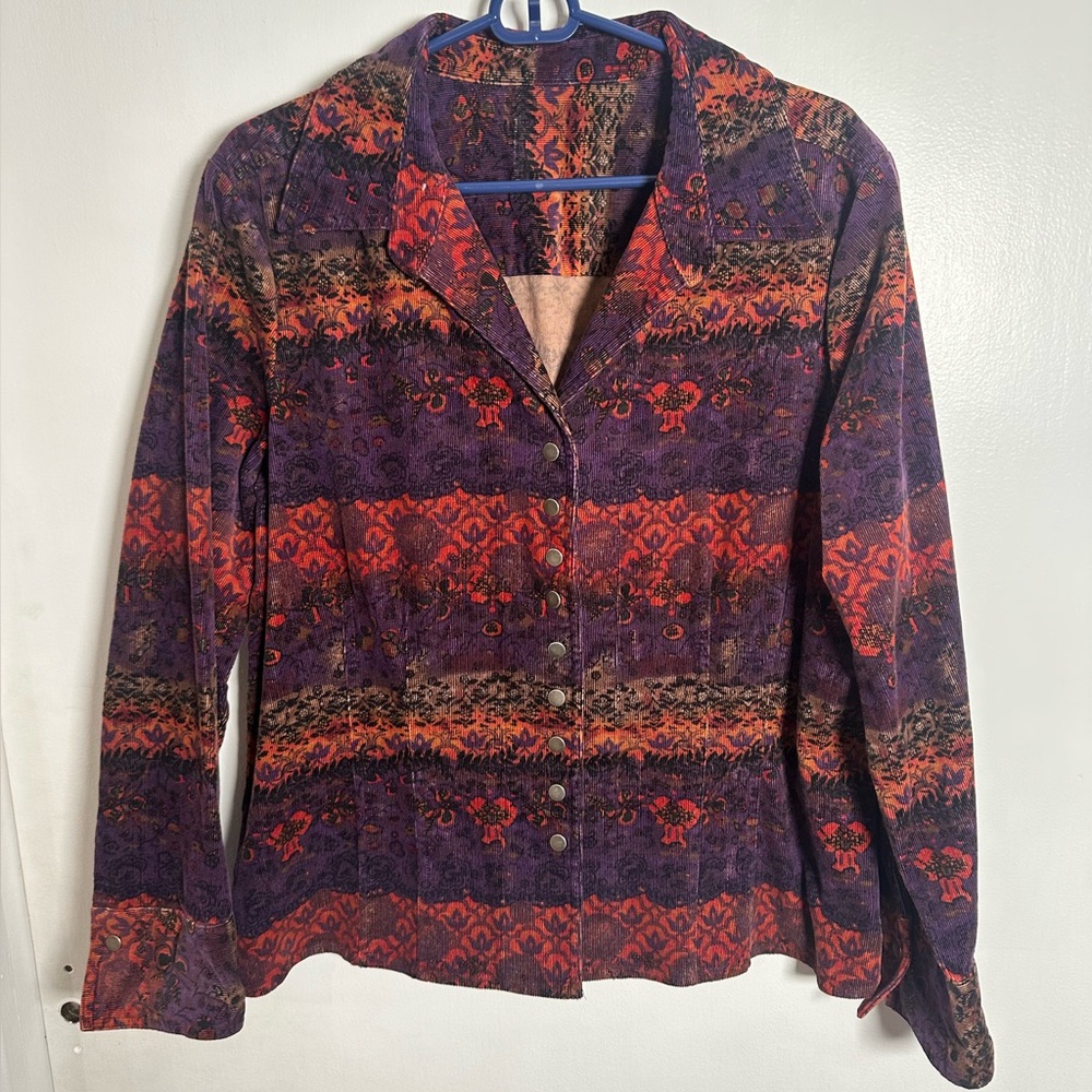 Christopher&Banks Corduroy Jacket – Button Front Western Snap – Large (21” P2P)